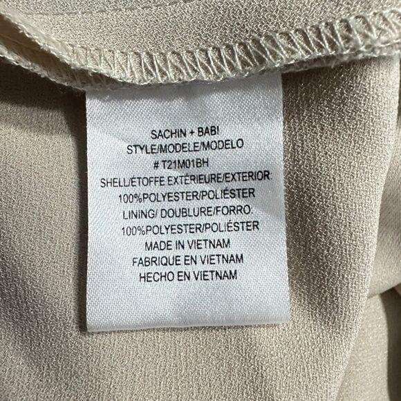 Sachin & Babi Freya Dress Women's 4 Champagne Satin V-Neck Sleeveless Maxi Gown - Picture 8 of 14